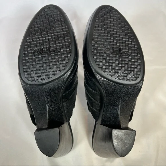 Cole Haan Women's Black Leather Heels Clogs Mules Shoes Silver Buckle Size 10 - Picture 10 of 12